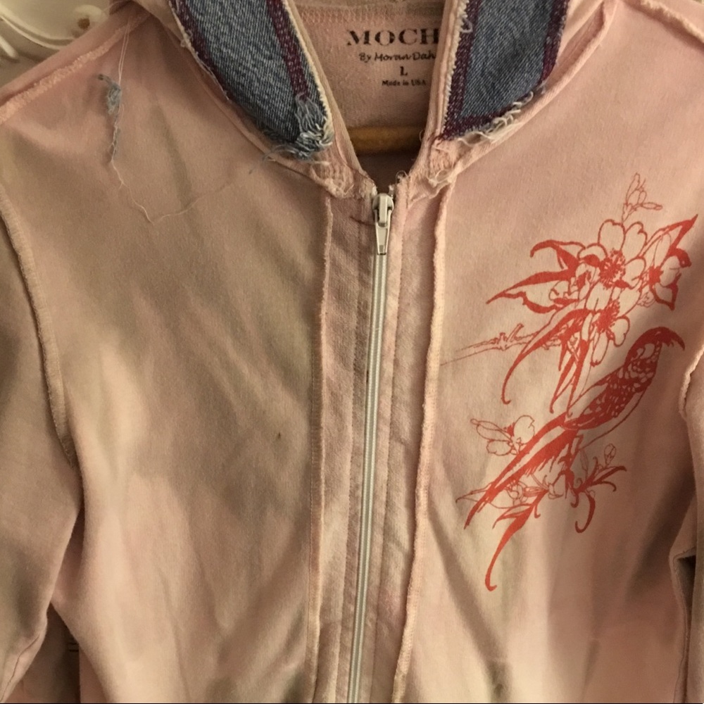 Hooded Mocha Jacket w/Denim Trim
